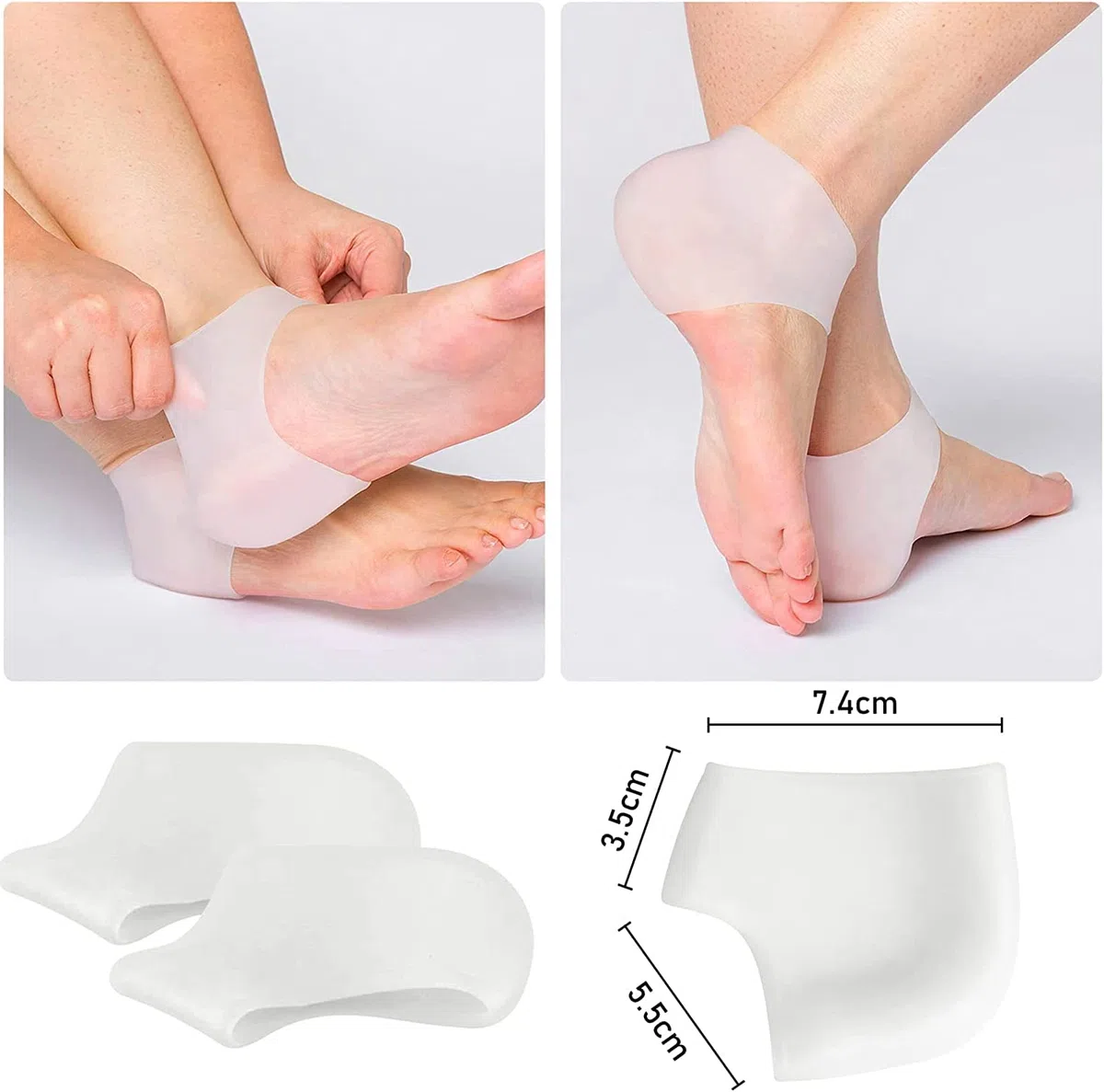Wkładki, Podkładki żelowe na pięty, nowy materiał, idealne ból, suche popękane, zapalenie ścięgna Achillesa, dla mężczyzn i kobiet(Skin)