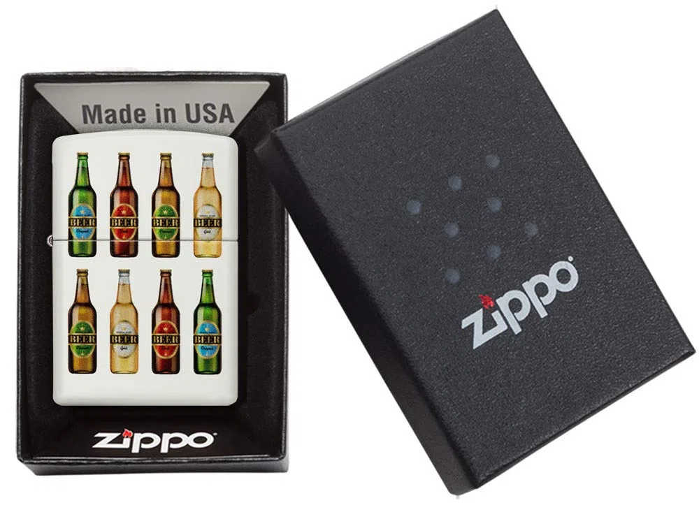 Zippo Classic Lighter-Beer Bottles zapalniczka z mosiądzu, indywidualne wzornictwo, oryginalny kieszonkowy rozmiar