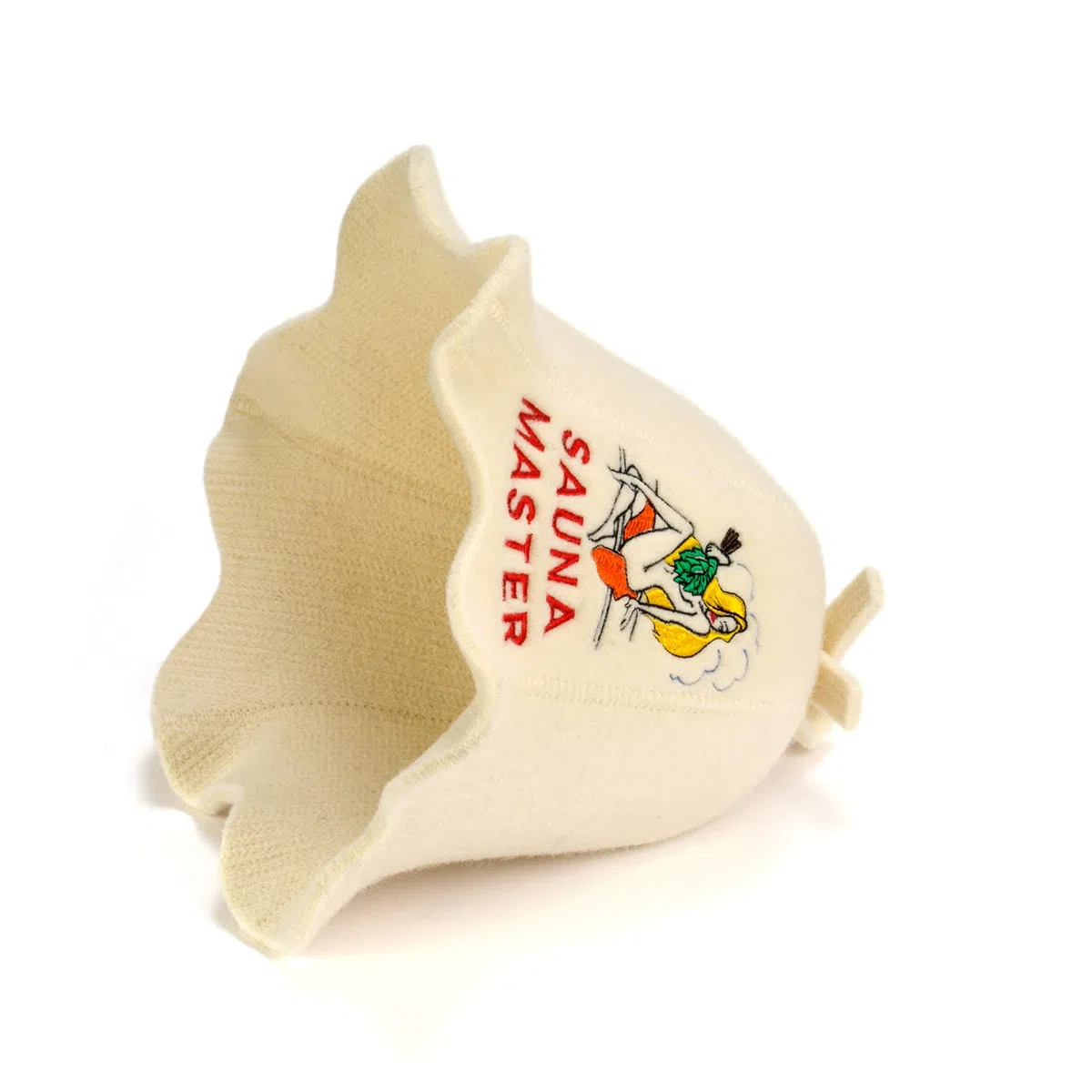 Tkaniny naturalne Sauna Hat 'Sauna Mistrz Lady' White - 100% Organic wełniane kapelusze dla rosyjskiej Bania - Protect Your Head z Heat - English Sauna eBook Przewodnik wliczony - z haftem